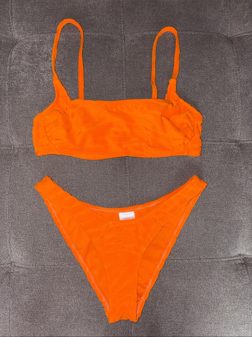Vibrant Terry Cloth Orange Two-Piece Bikini Set